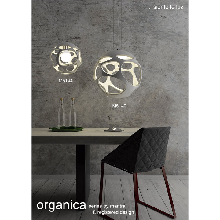 Mantra M5145 Organica Pendant 3 Light Line Gloss White Polished Chrome