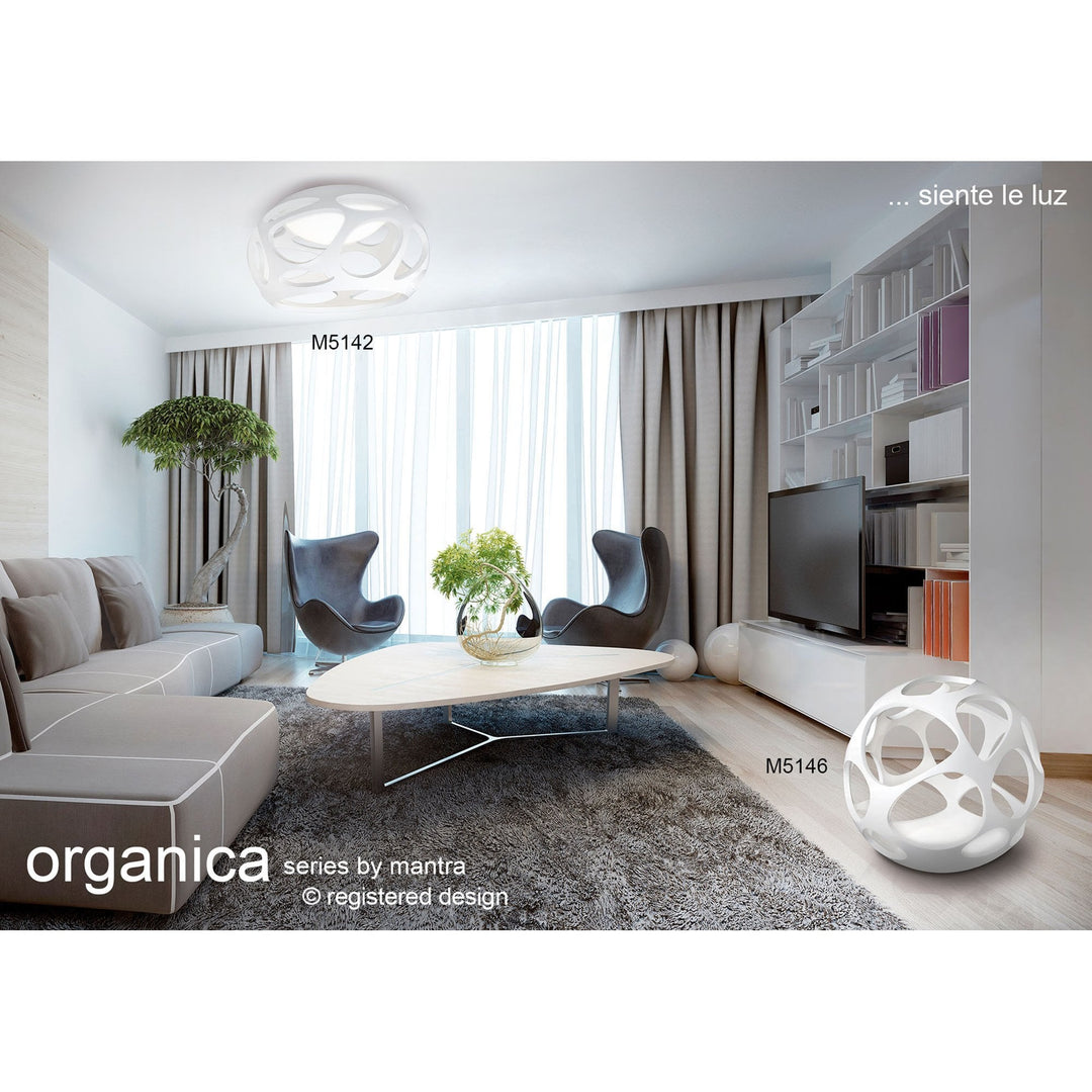 Mantra M5145 Organica Pendant 3 Light Line Gloss White Polished Chrome