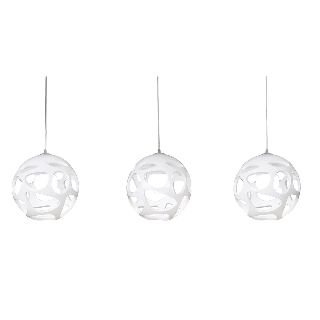 Mantra M5145 Organica Pendant 3 Light Line Gloss White Polished Chrome