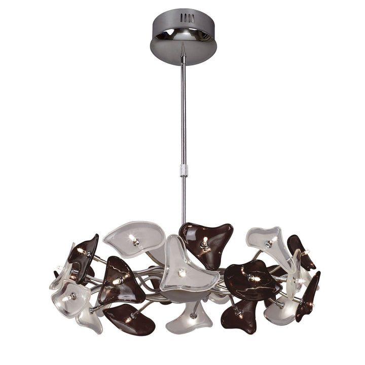 Mantra M0701 Otto Pendant 24 Light G4 Ring Polished Chrome/Frosted Glass/Black Glass