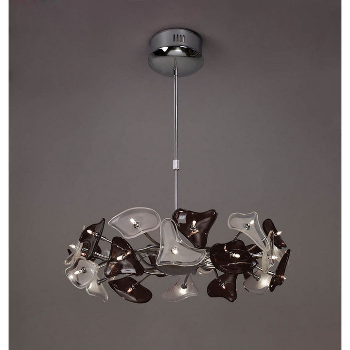 Mantra M0701 Otto Pendant 24 Light G4 Ring Polished Chrome/Frosted Glass/Black Glass