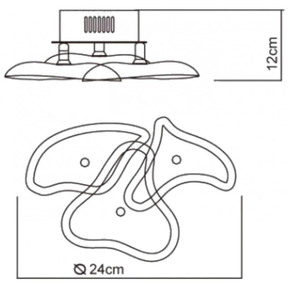 Mantra M0704 Otto Ceiling/Wall 3 Light G4 Round Polished Chrome/Frosted Glass/Black Glass