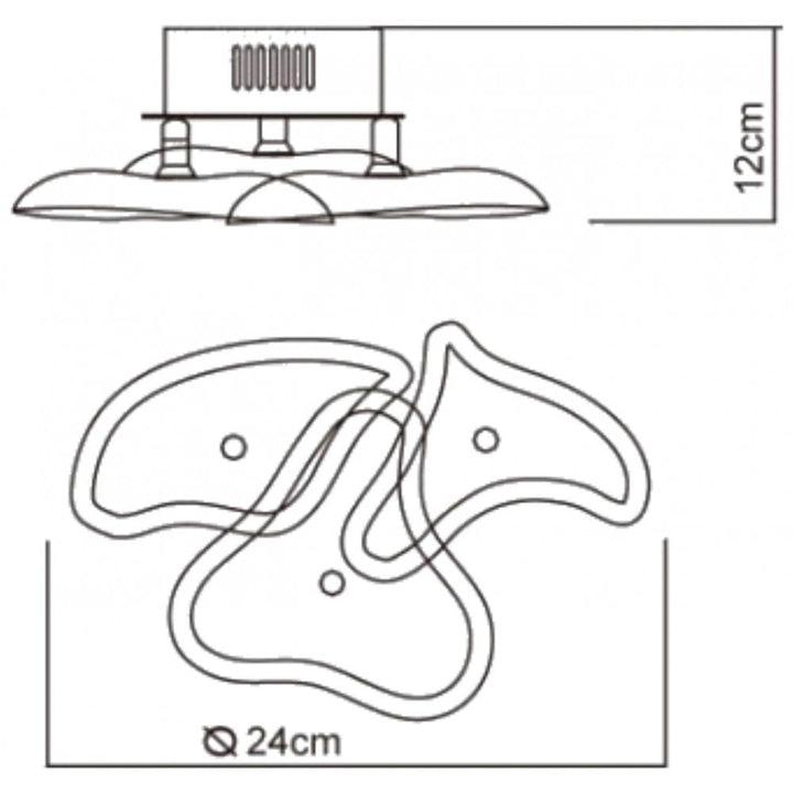 Mantra M0704 Otto Ceiling/Wall 3 Light G4 Round Polished Chrome/Frosted Glass/Black Glass