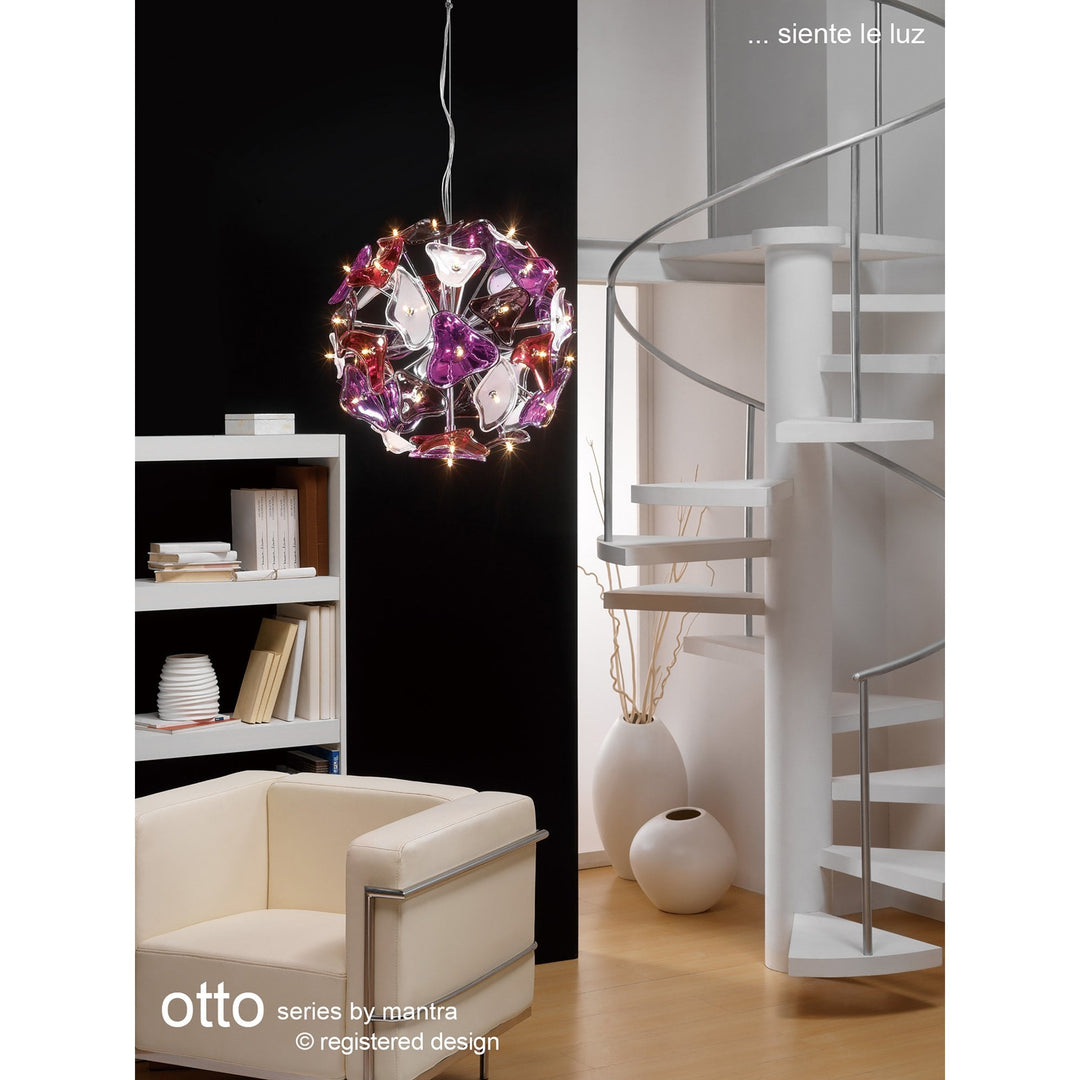 Mantra M0707 Otto Ceiling/Wall 5 Light G4 Bar Polished Chrome/Frosted Glass/Black Glass