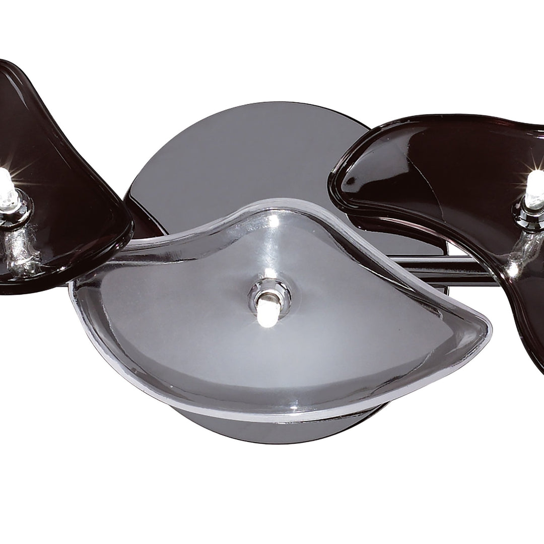 Mantra M0707 Otto Ceiling/Wall 5 Light G4 Bar Polished Chrome/Frosted Glass/Black Glass