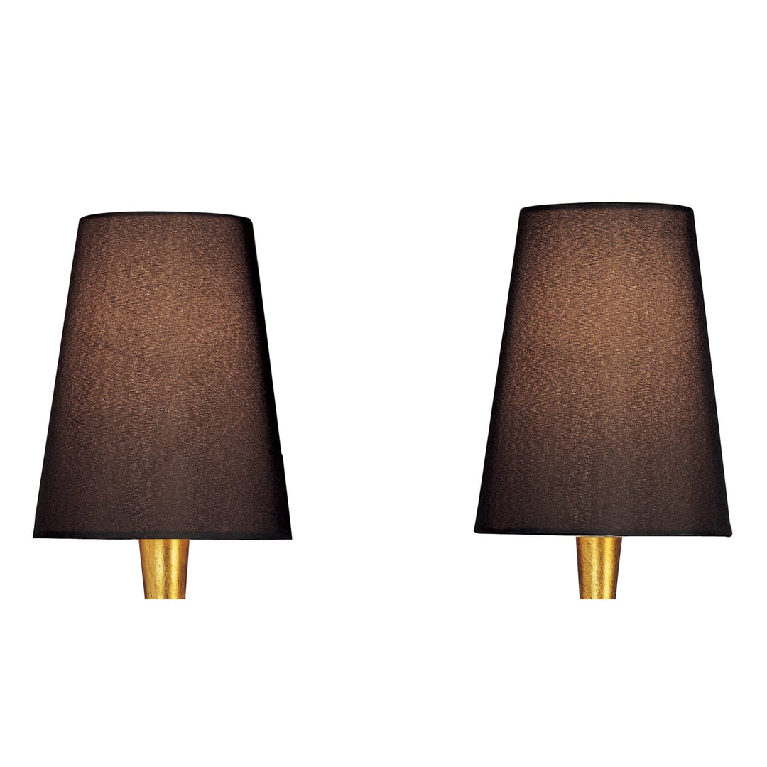 Mantra M0547/BS Paola Wall Lamp 2 Light E14 Gold Painted Black Shades & Amber Glass Droplets