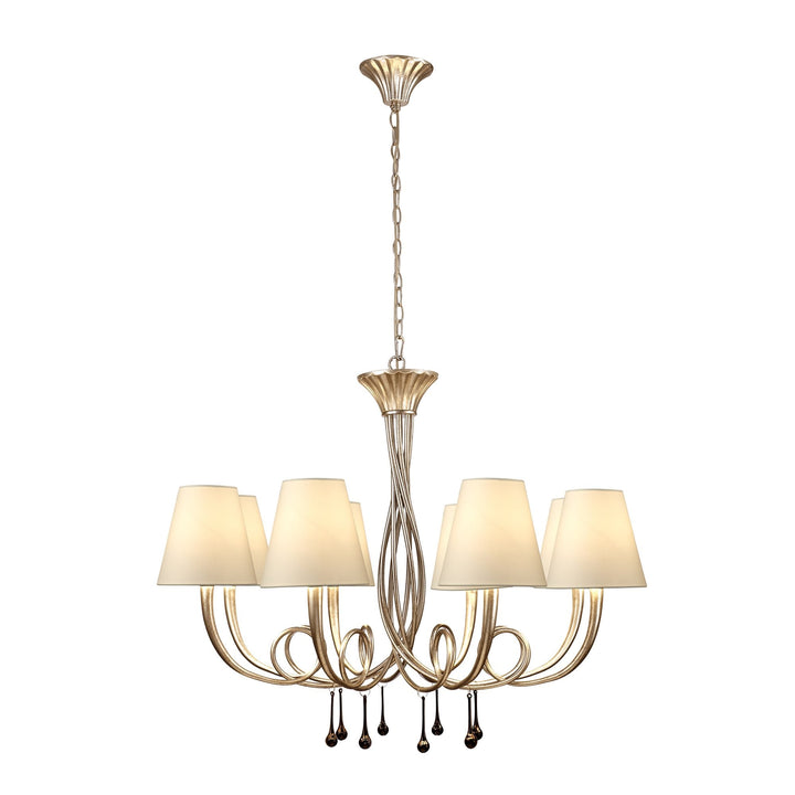 Mantra M6207/CS Paola Pendant 95cm Round 8 Light Silver Painting Cream Shades