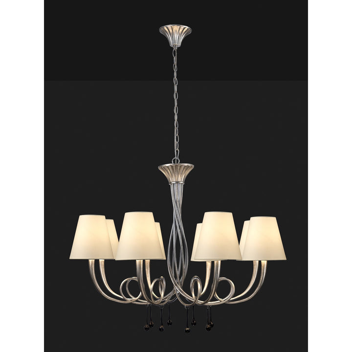 Mantra M6207/CS Paola Pendant 95cm Round 8 Light Silver Painting Cream Shades