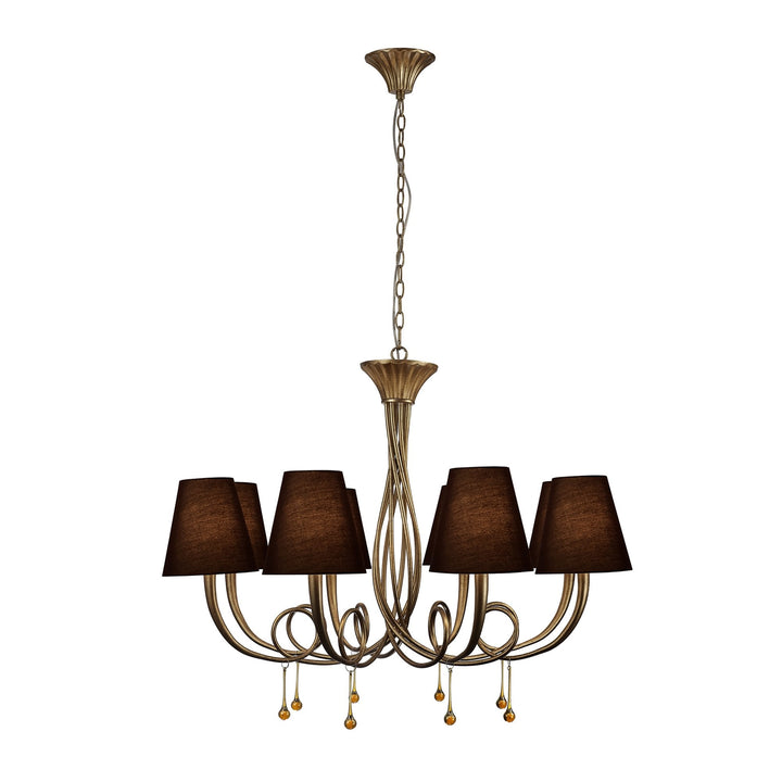 Mantra M6205/BS Paola Pendant 95cm Round 8 Light Gold Painting Black Shades