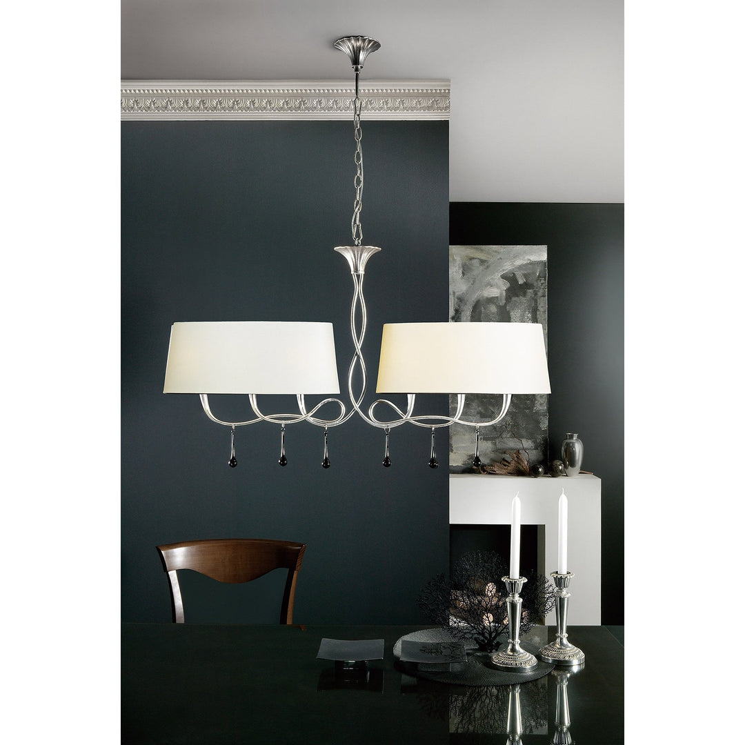 Mantra M0537/CS Paola Wall Lamp 2 Light E14 Silver Painted Cream Shades & Black Glass Droplets