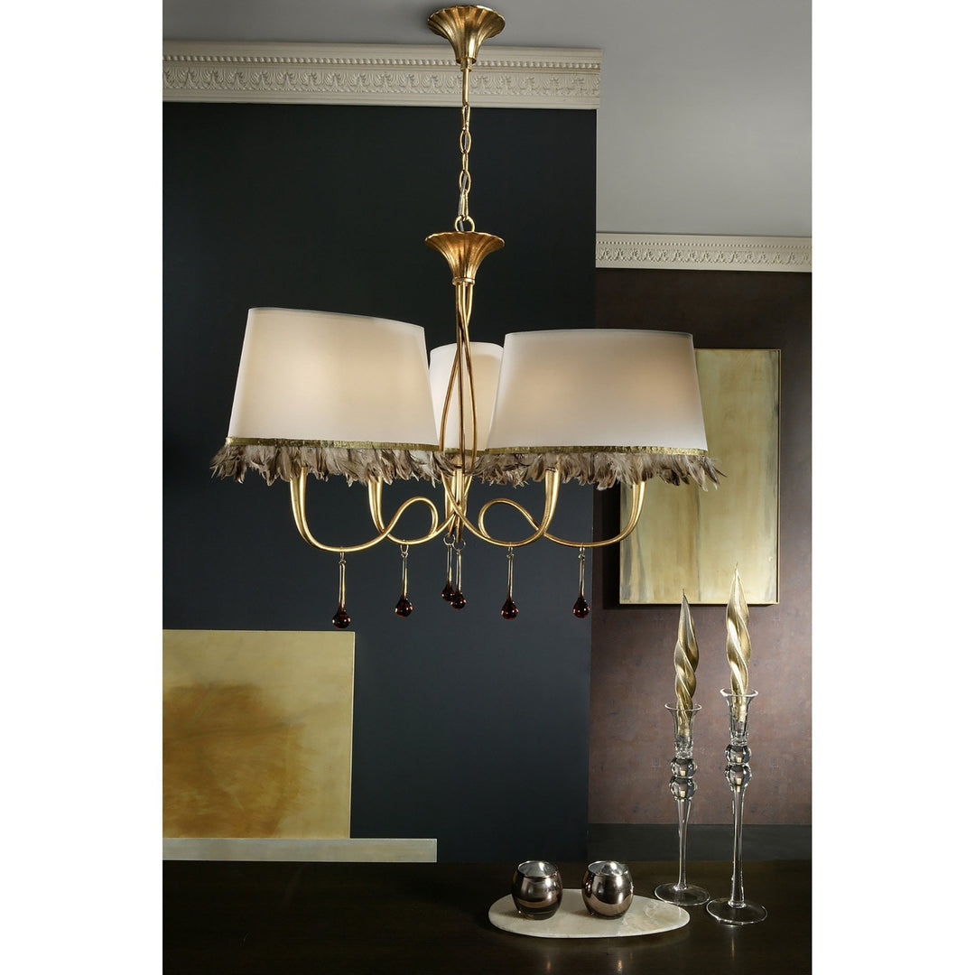 Mantra M0537/CS Paola Wall Lamp 2 Light E14 Silver Painted Cream Shades & Black Glass Droplets