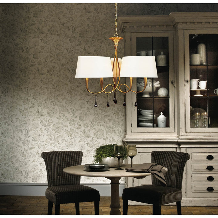 Mantra M0537/CS Paola Wall Lamp 2 Light E14 Silver Painted Cream Shades & Black Glass Droplets