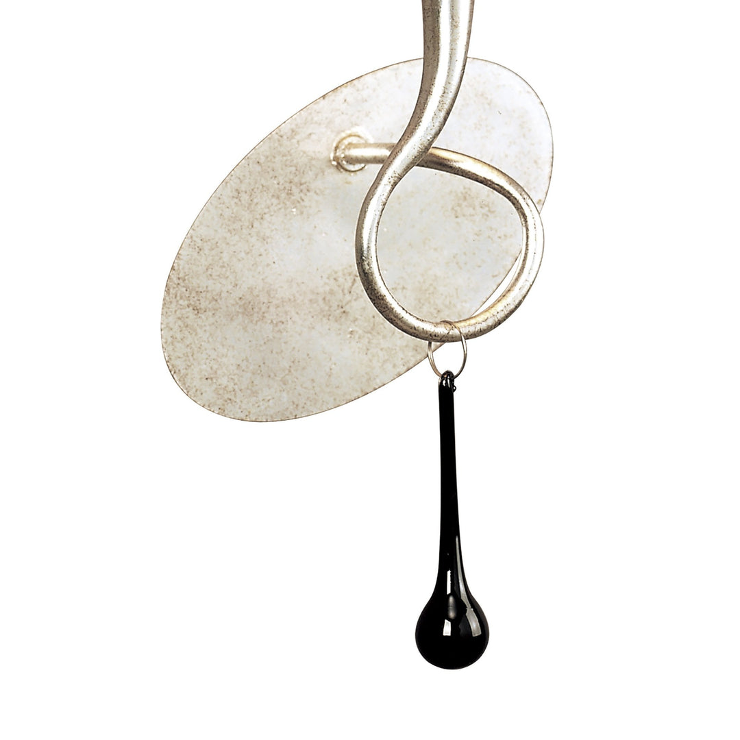 Mantra M0538/CS Paola Wall Lamp 1 Light E14 Silver Painted Cream Shade & Black Glass Droplets