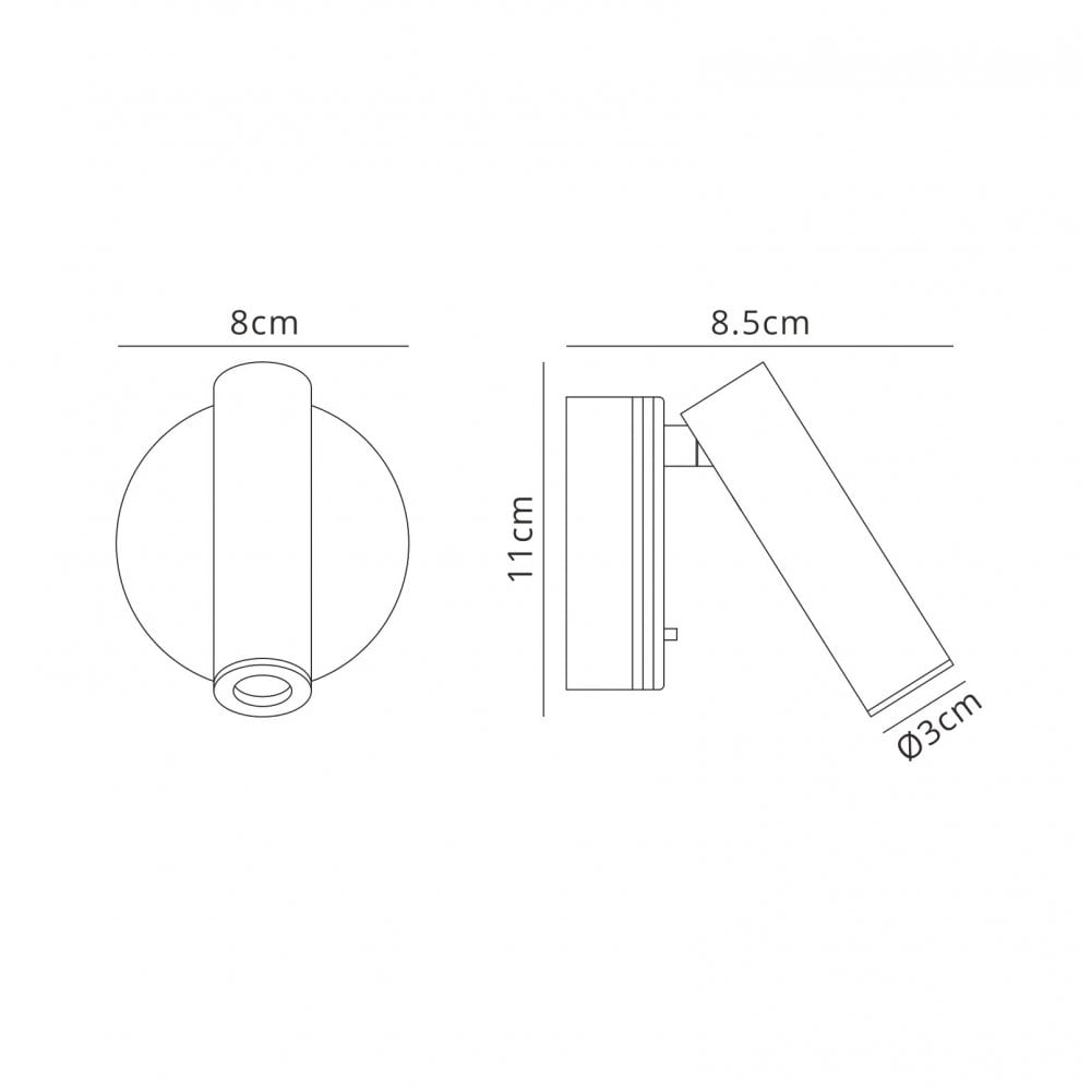 Mantra M6075 Prea Wall/Reading Light 3W LED Switched White