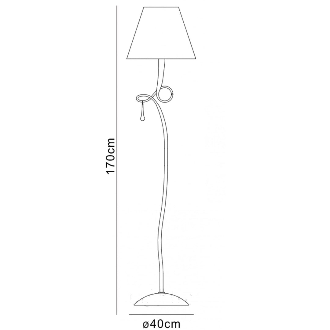 Mantra M0533 Paola Floor Lamp 1 Light E27 Silver Painted Black Shade & Black Glass Droplets