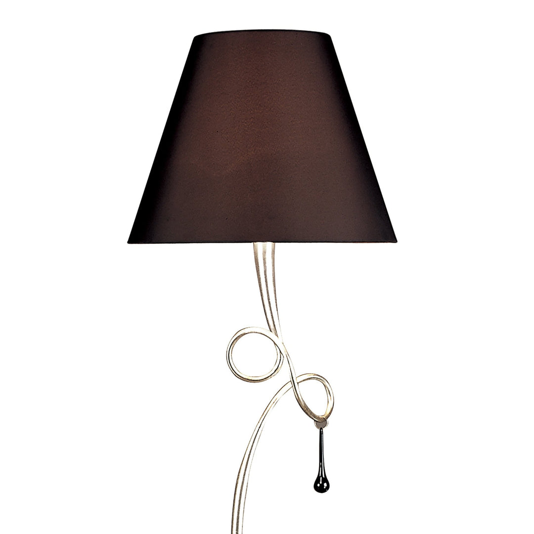 Mantra M0533 Paola Floor Lamp 1 Light E27 Silver Painted Black Shade & Black Glass Droplets