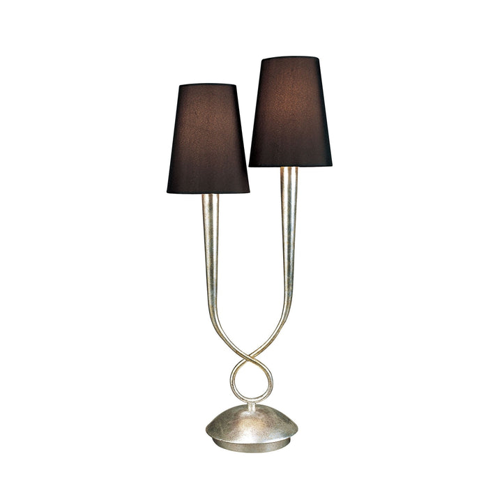 Mantra M0536 Paola Table Lamp 2 Light E14 Silver Painted Black Shades