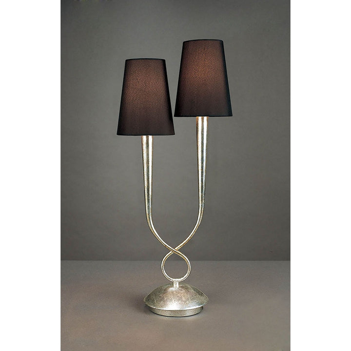 Mantra M0536 Paola Table Lamp 2 Light E14 Silver Painted Black Shades