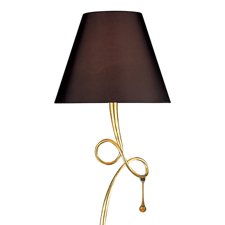 Mantra M0543/BS Paola Floor Lamp 1 Light E27 Gold Painted Black Shade & Amber Glass Droplets