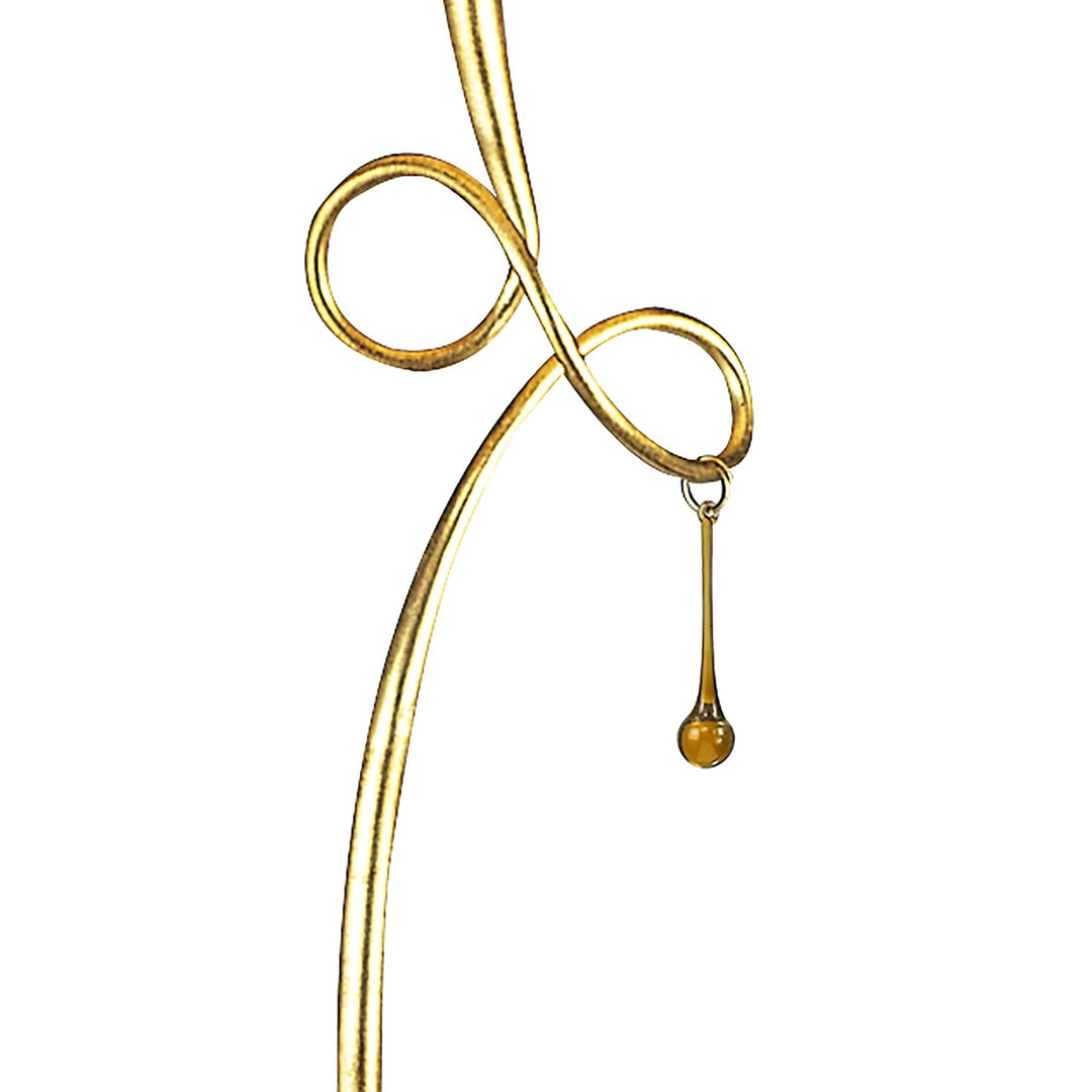 Mantra M0543/BS Paola Floor Lamp 1 Light E27 Gold Painted Black Shade & Amber Glass Droplets