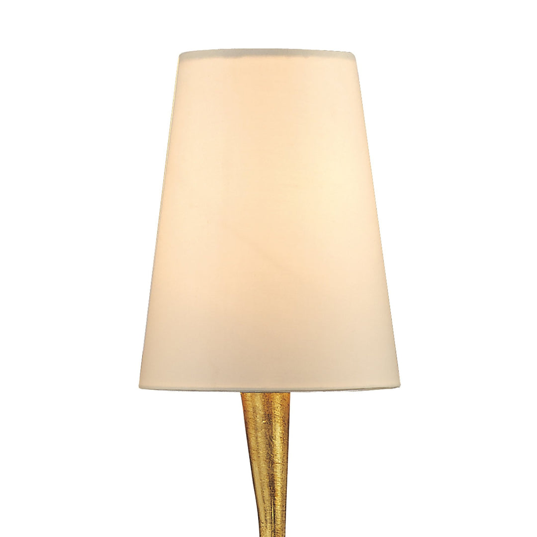 Mantra M0545 Paola Table Lamp 1 Light E14 Gold Painted Cream Shade & Amber Glass Droplets