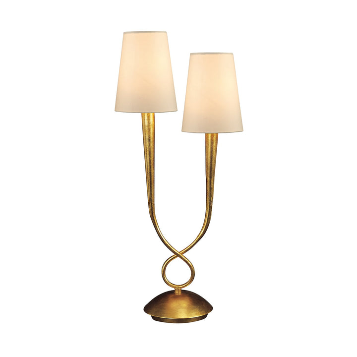 Mantra M0546 Paola Table Lamp 2 Light E14 Gold Painted Cream Shades