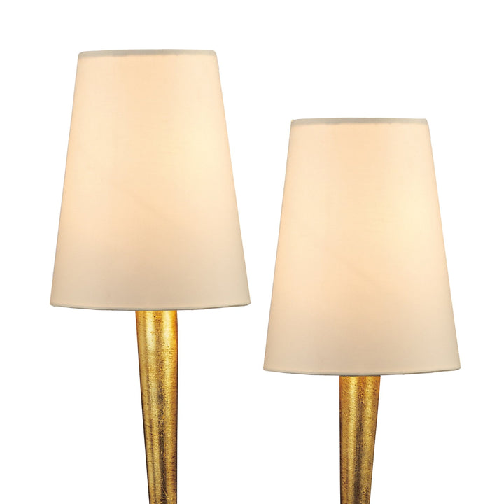 Mantra M0546 Paola Table Lamp 2 Light E14 Gold Painted Cream Shades