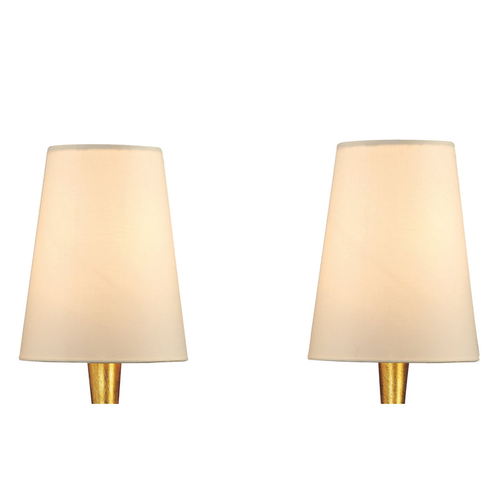 Mantra M0547 Paola Wall Lamp 2 Light E14 Gold Painted Cream Shades & Amber Glass Droplets