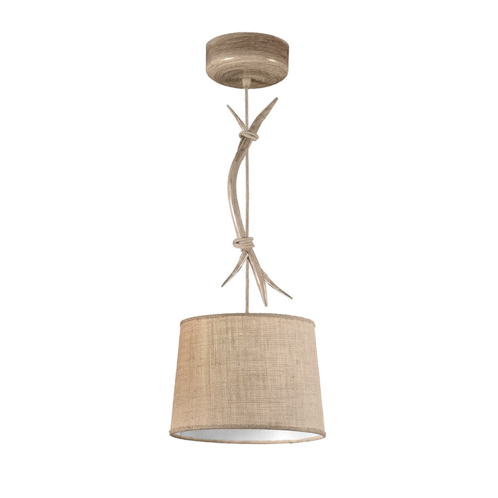 Mantra M6410 Sabina Pendant 30cm Round 1 Light Imitation Wood Linen Shade