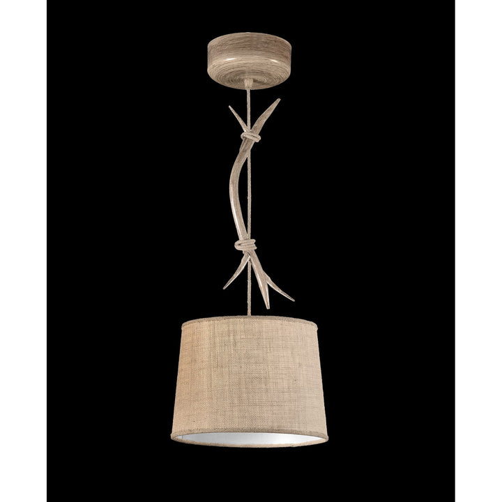 Mantra M6410 Sabina Pendant 30cm Round 1 Light Imitation Wood Linen Shade