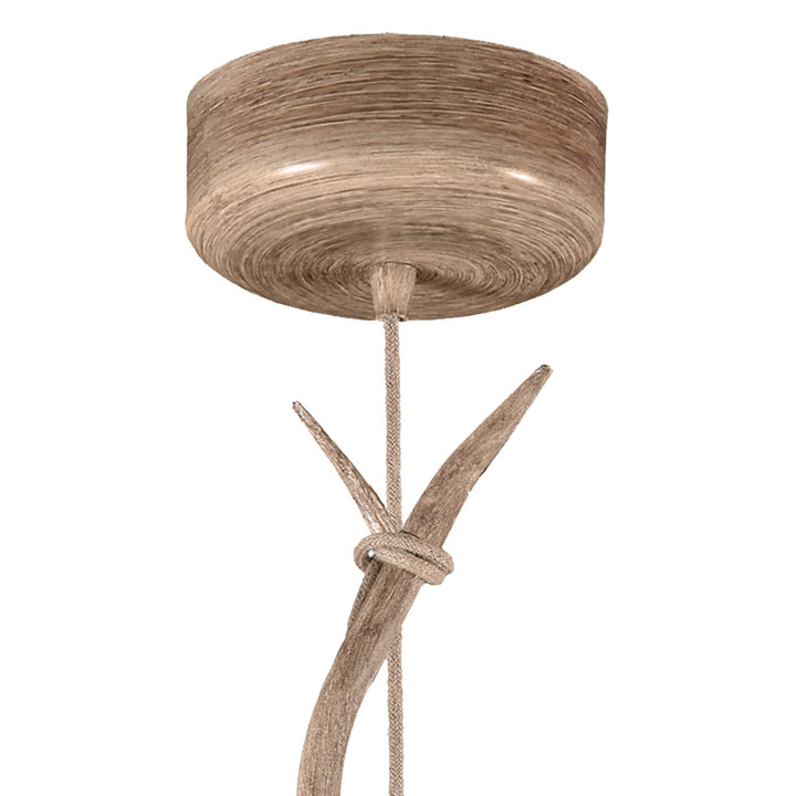 Mantra M6410 Sabina Pendant 30cm Round 1 Light Imitation Wood Linen Shade