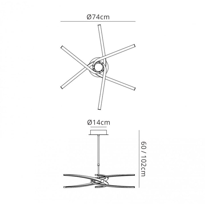 Mantra M4991 Knot Telescopic\Semi Ceiling LED Curved Arms Silver