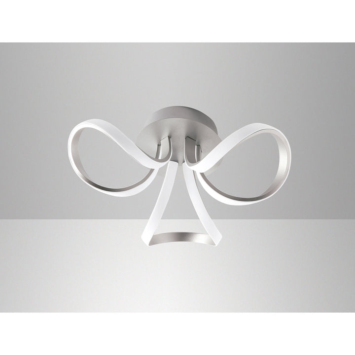 Mantra M4994 Knot Dimmable Ceiling Light 48cm Round LED 3 Looped Arms Silver