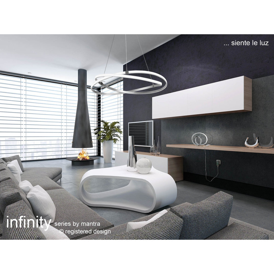 Mantra M5381 Infinity Pendant LED Silver Polished Chrome White Acrylic