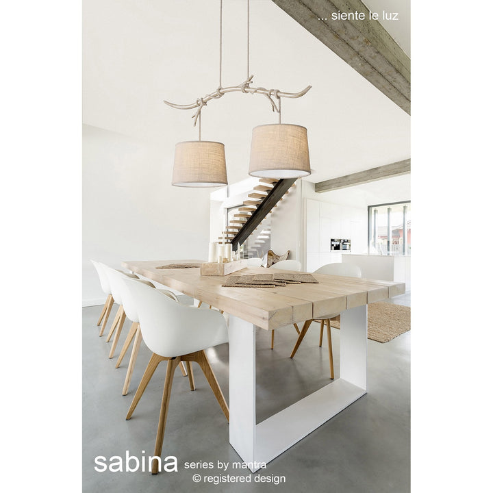 Mantra M6414 Sabina Ceiling 2 x E27 (Max 20W) Brown Linen Shade/White Acrylic