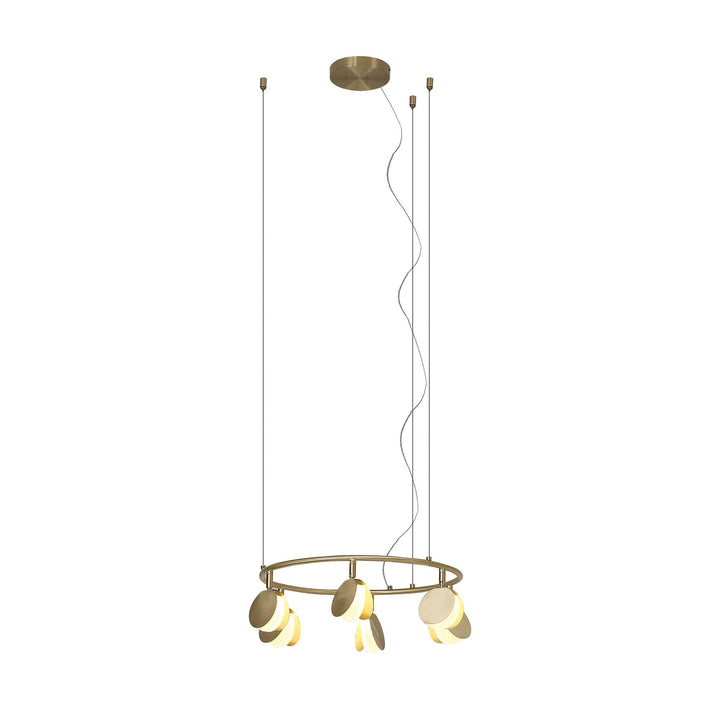 Mantra M7262 Shell 6 Light Pendant Round 30W LED Gold