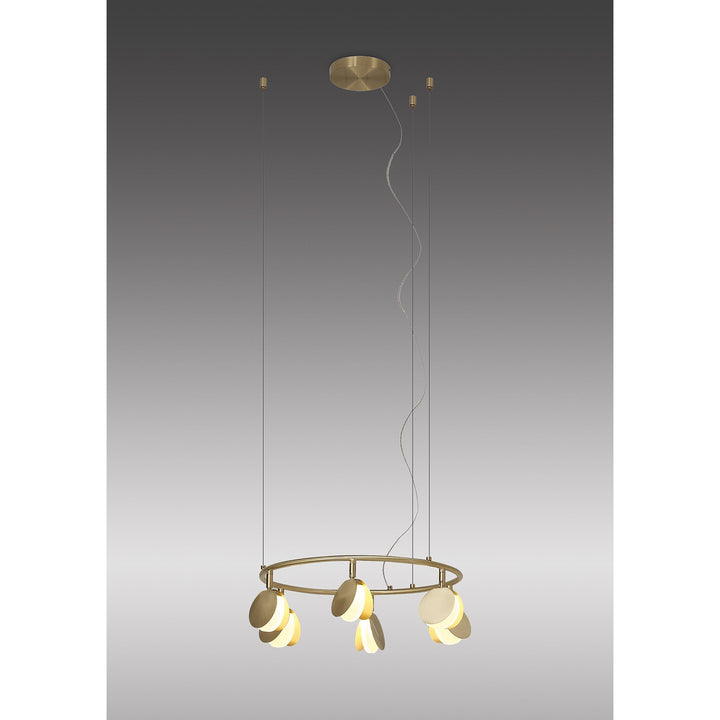 Mantra M7262 Shell 6 Light Pendant Round 30W LED Gold