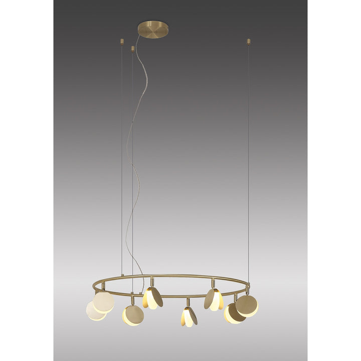 Mantra M7261 Shell 8 Light Pendant Round 40W LED Gold