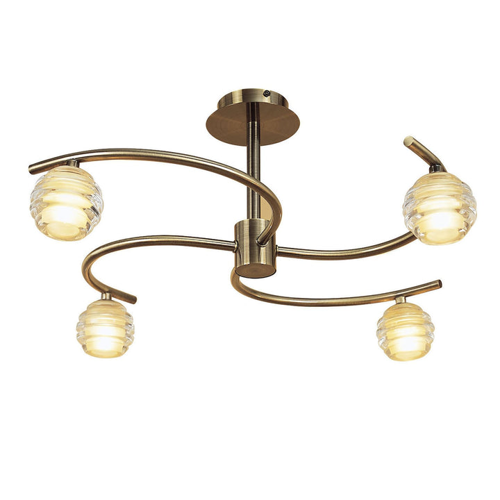 Mantra M8012/1 Sphere Semi Flush 4 Light G9 Antique Brass