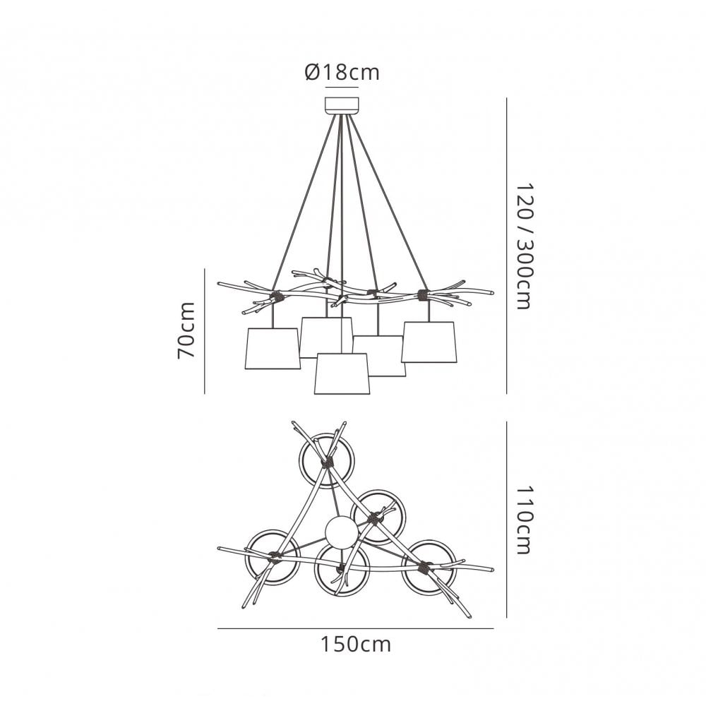 Mantra M6175 Sabina 5 Light Pendant Imitation wood