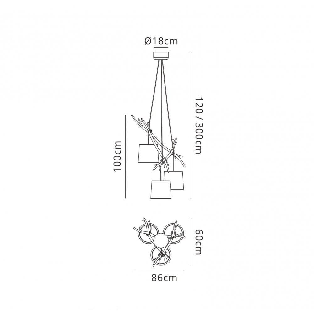 Mantra M6176 Sabina 3 Light Pendant Imitation wood