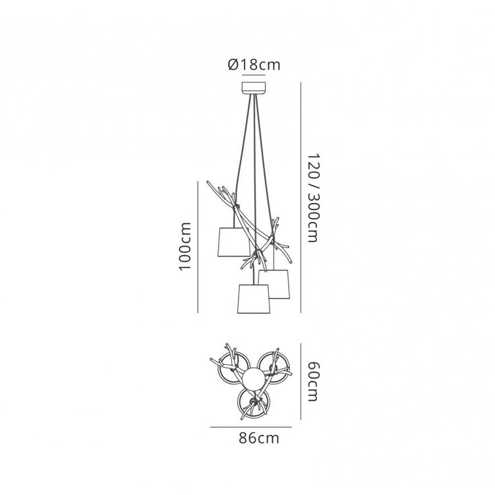 Mantra M6176 Sabina 3 Light Pendant Imitation wood