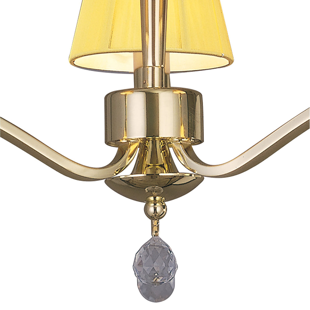 Mantra M0346PB Siena Semi Flush Round 3 Light E14 Polished Brass Amber Cream Shades And Clear Crystal