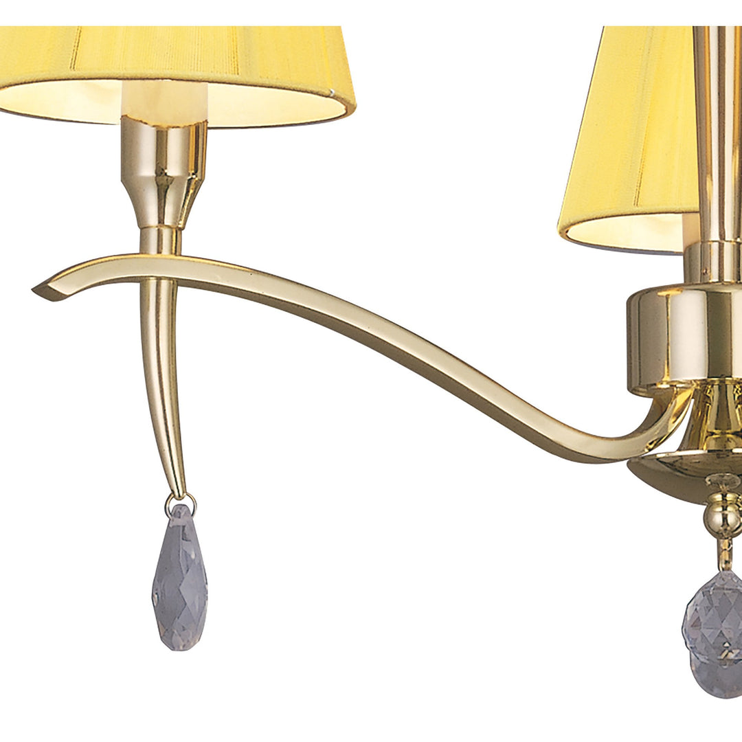 Mantra M0346PB Siena Semi Flush Round 3 Light E14 Polished Brass Amber Cream Shades And Clear Crystal