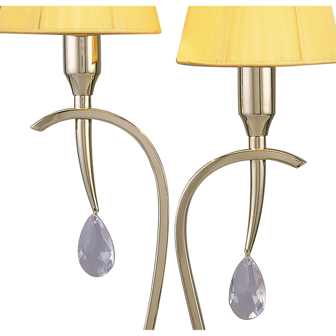 Mantra M0350PB Siena Table Lamp 2 Light E14 Polished Brass Amber Cream Shades And Clear Crystal