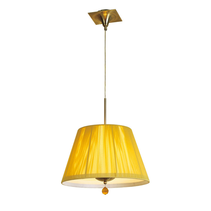 Mantra M0386AB Siena Pendant Round 1 Light E27 Antique Brass Amber Cream Shade And Amber Crystal