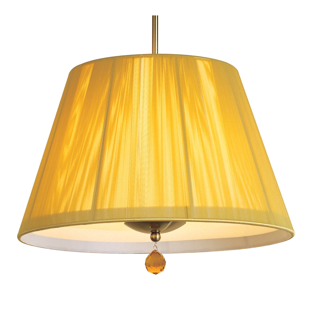 Mantra M0386AB Siena Pendant Round 1 Light E27 Antique Brass Amber Cream Shade And Amber Crystal