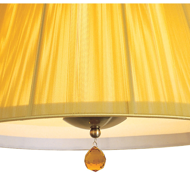 Mantra M0386AB Siena Pendant Round 1 Light E27 Antique Brass Amber Cream Shade And Amber Crystal