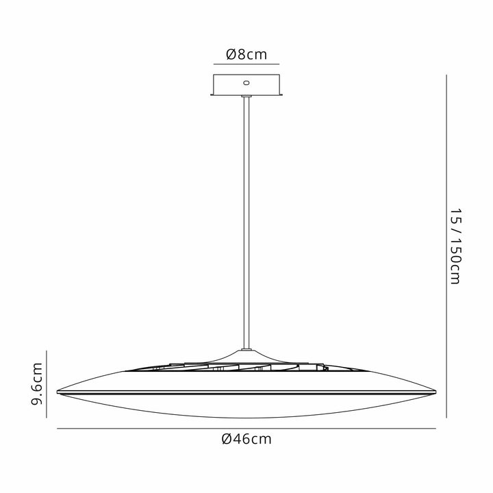 Mantra M8102 Slim LED Pendant 46cm Round 50W LED Black