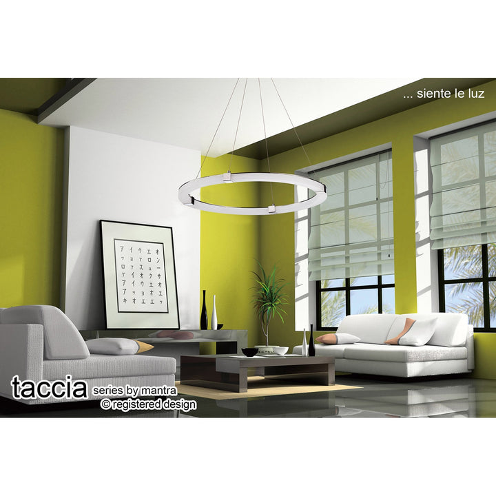 Mantra M8169/1 Taccía Pendant 28W LED Round Polished Chrome/Frosted Acrylic